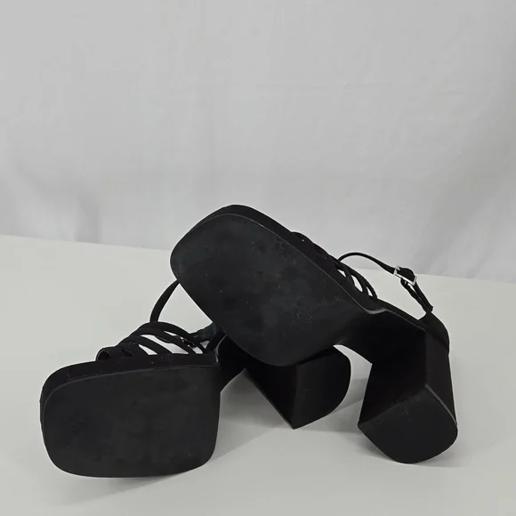 Mudd Vintage 90s Strappy Satin High Heels Black Ankle Strap Shoe Size 7 - Picture 11 of 11